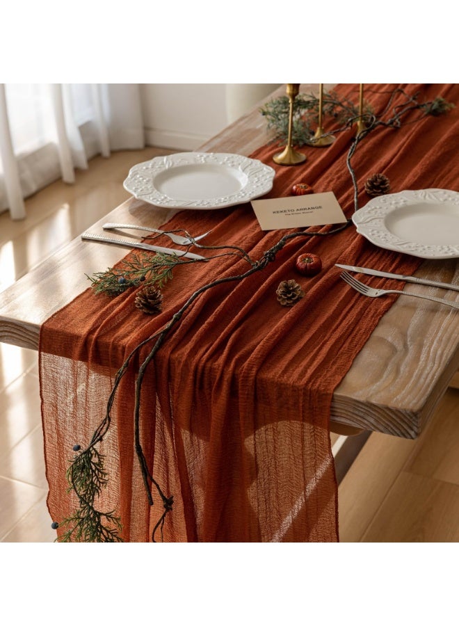 HOMESTAR Table Mat, Ruffled Table Runner, Elegant Dining Table Decoration, For Wedding/Baby Shower/Friend Gathering/Party/Banquet/ Celebration Table Setting, Restaurant Decoration, Home Decoration, Orange, 90x305cm - Image 2